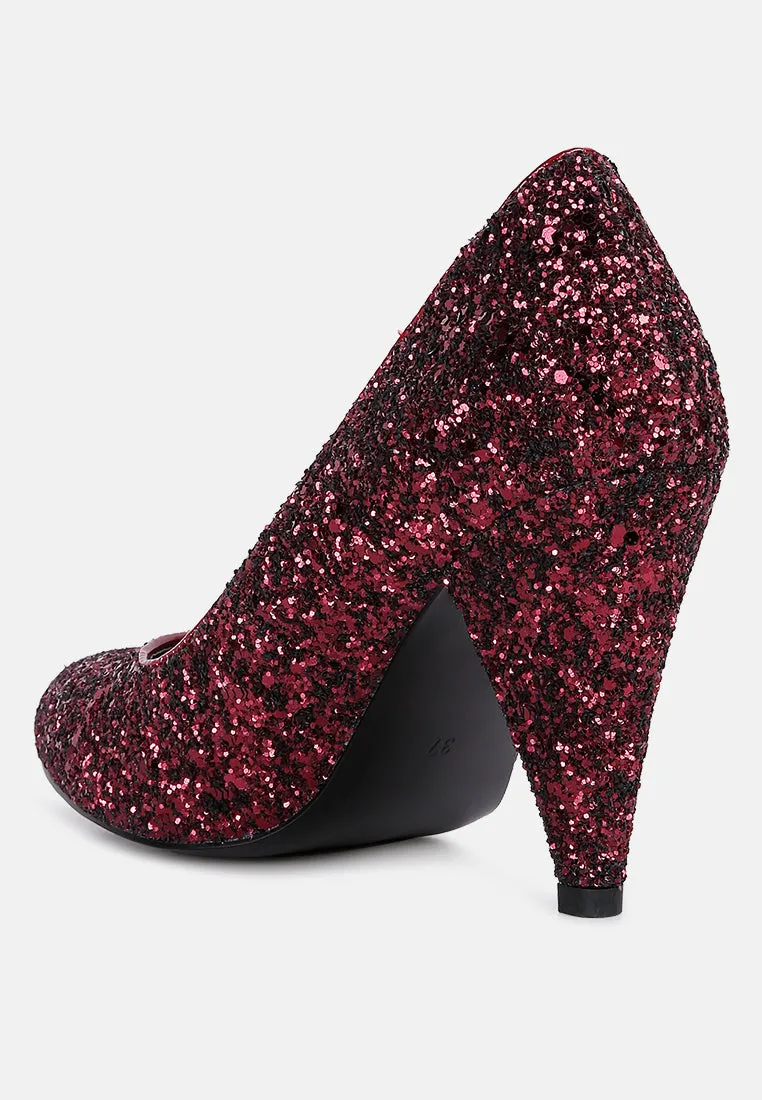 sugar plum glitter conical heel pumps