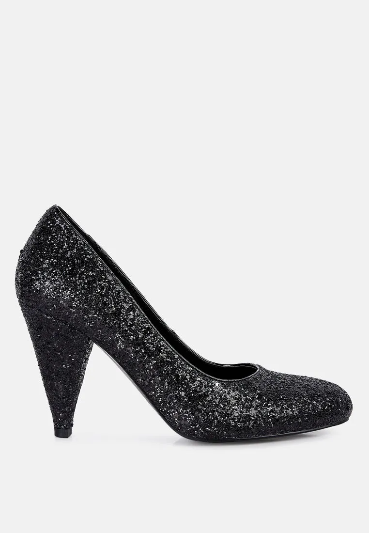 sugar plum glitter conical heel pumps