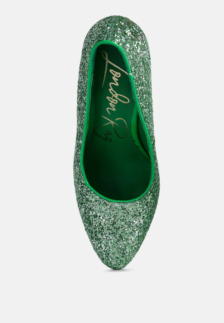 sugar plum glitter conical heel pumps