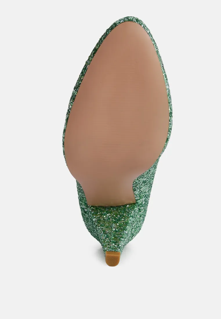 sugar plum glitter conical heel pumps