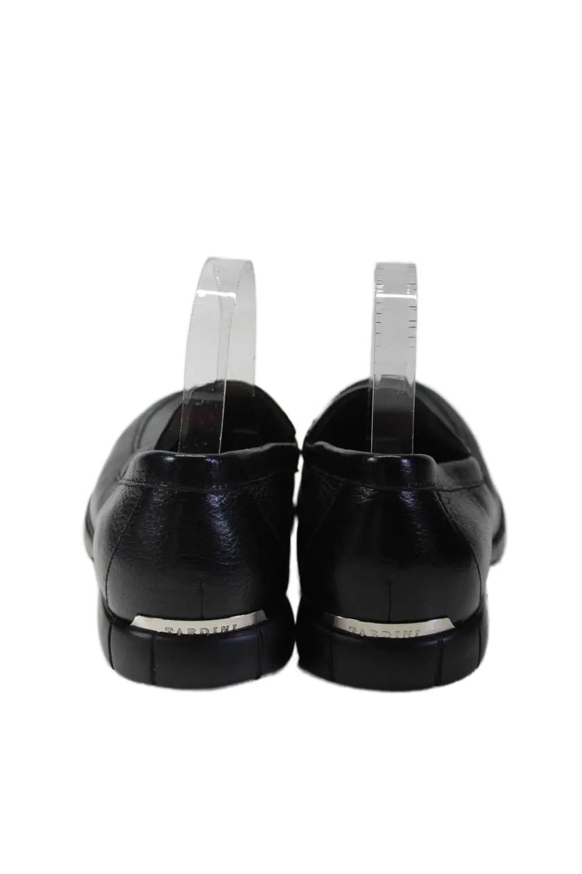 Tardini Mens Deer Skin Moccasin Slip On Dress Shoes Black