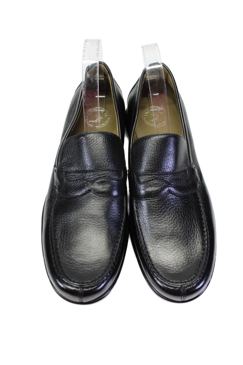 Tardini Mens Deer Skin Moccasin Slip On Dress Shoes Black
