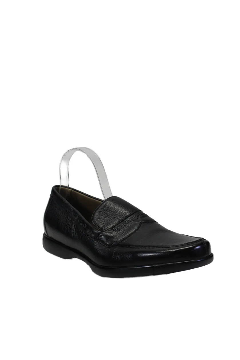 Tardini Mens Deer Skin Moccasin Slip On Dress Shoes Black