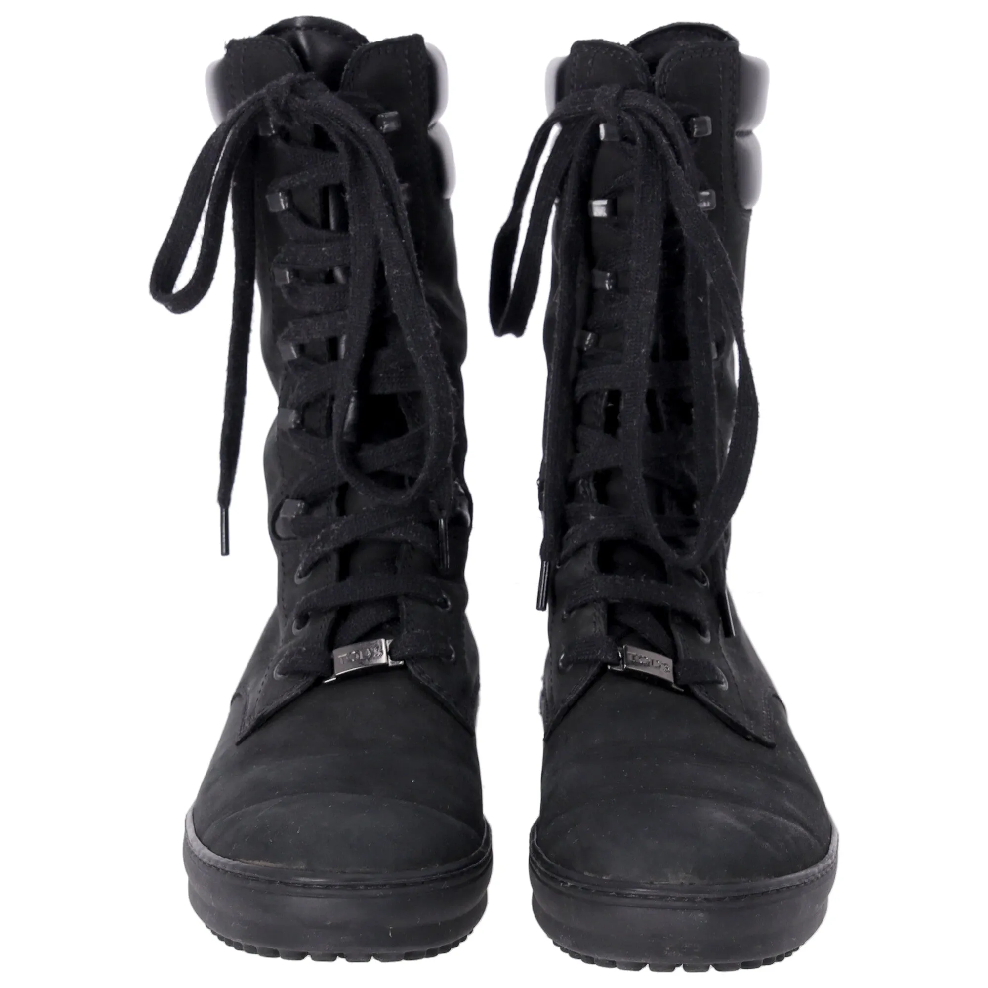 Tods' Lace-Up Combat Boots in Black Suede
