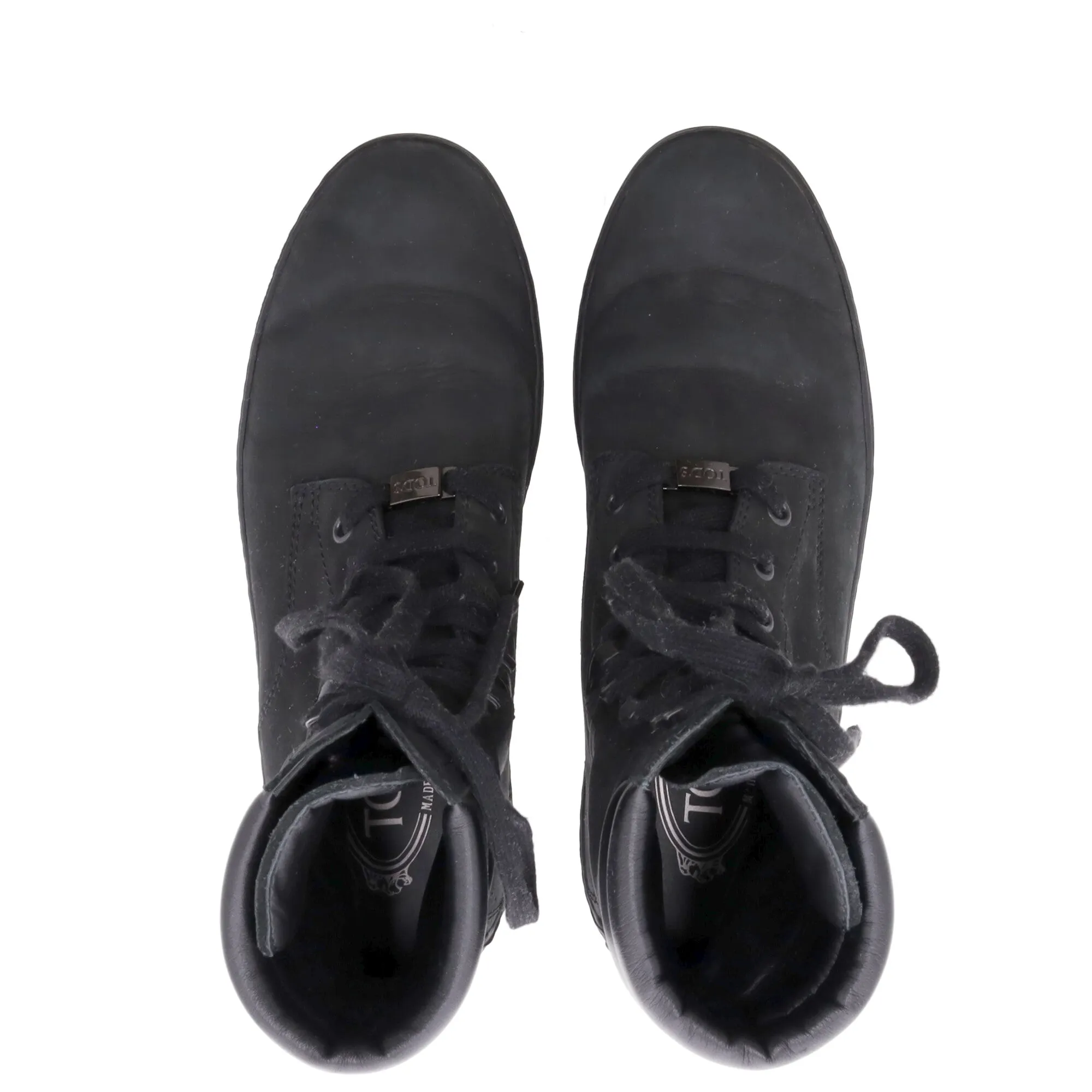 Tods' Lace-Up Combat Boots in Black Suede
