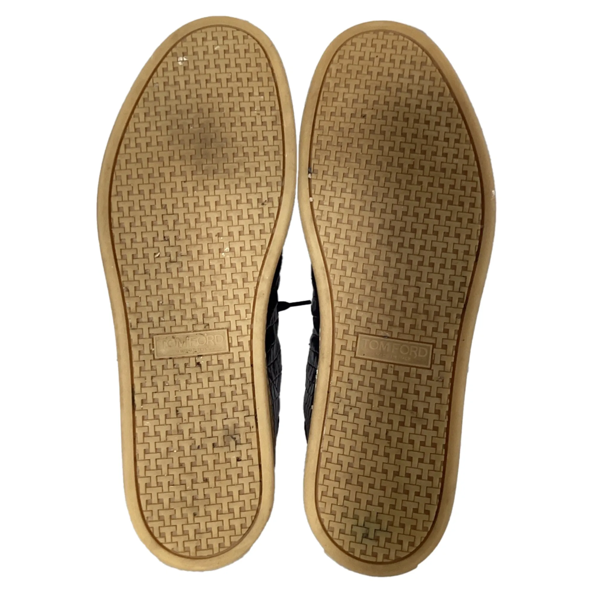 Tom Ford Warwick Croc-Effect Sneakers in Navy Blue Leather
