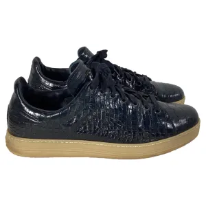 Tom Ford Warwick Croc-Effect Sneakers in Navy Blue Leather