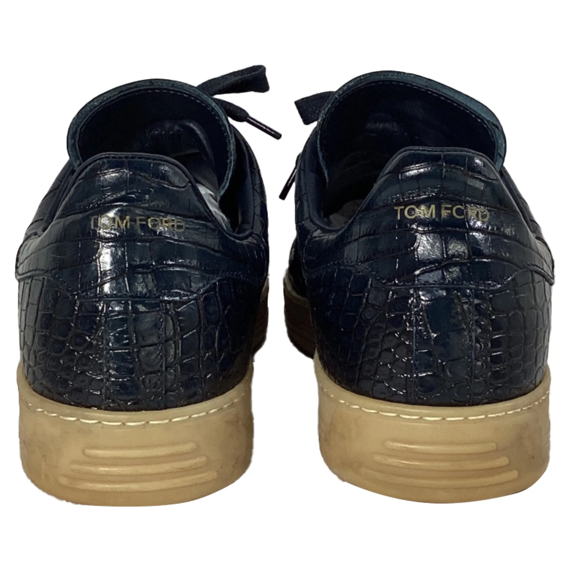 Tom Ford Warwick Croc-Effect Sneakers in Navy Blue Leather