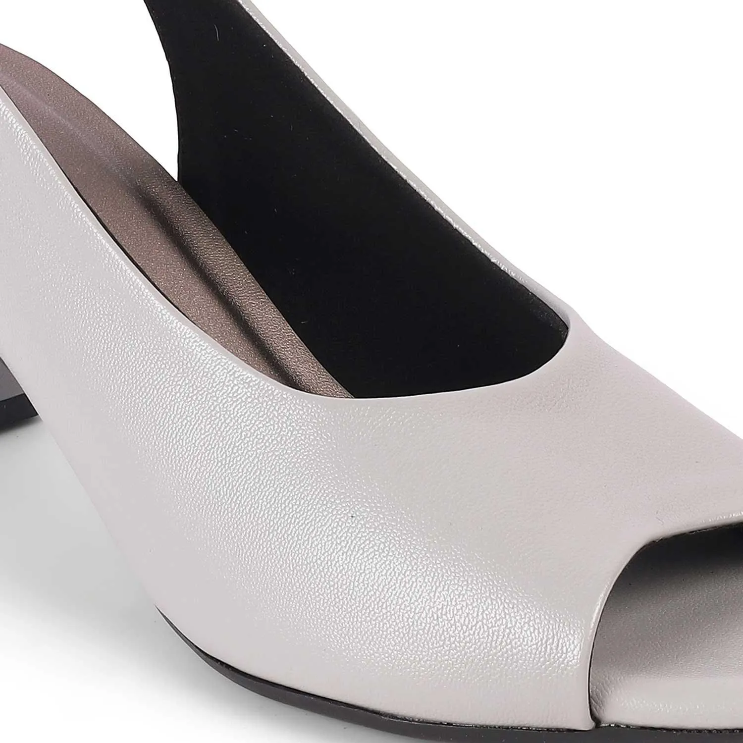 Tresmode Eden Grey Women's Dress Block Heel Slingback Pumps