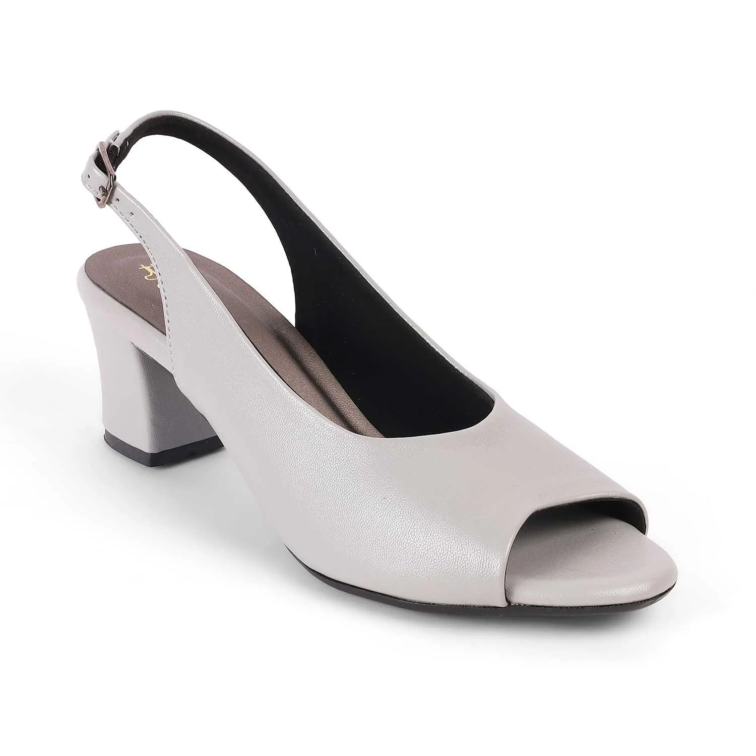 Tresmode Eden Grey Women's Dress Block Heel Slingback Pumps