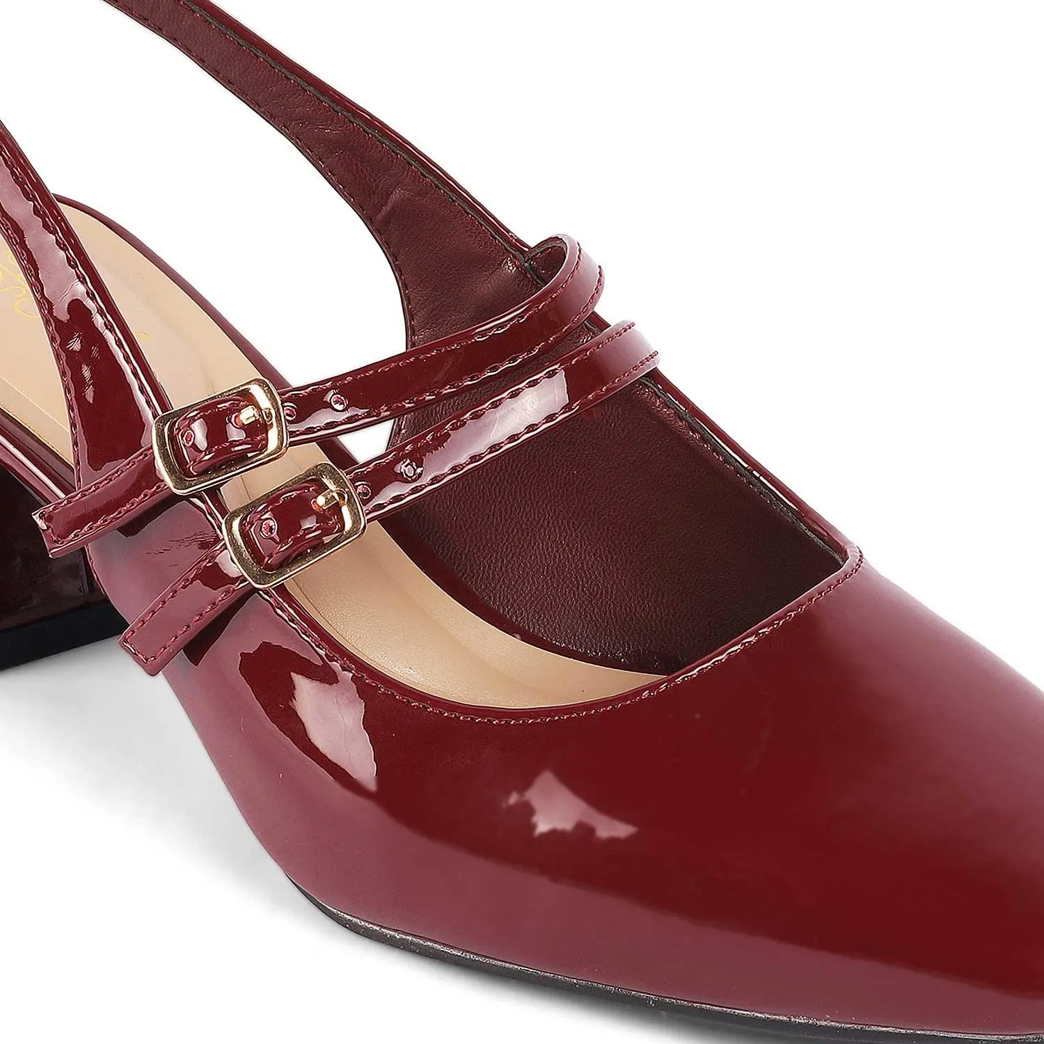 Tresmode Sofab Maroon Women's Dress Block Heel Slingback Pumps