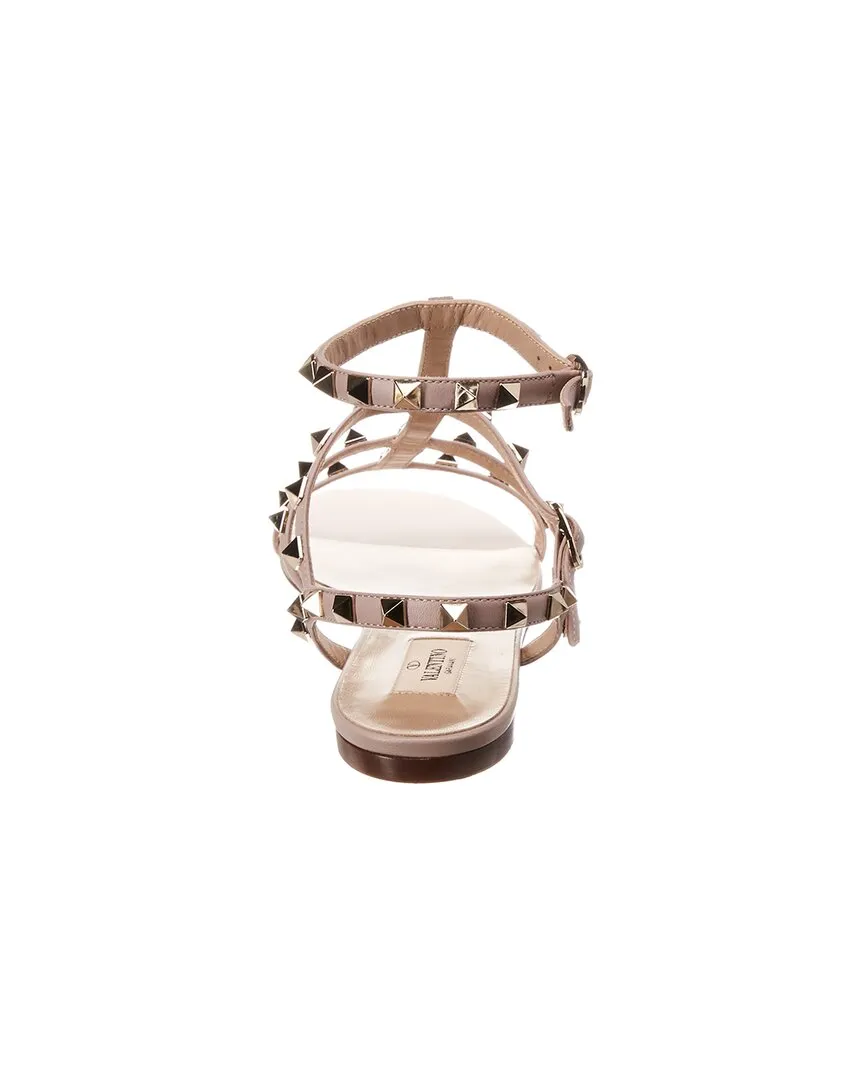 Valentino Rockstud Caged Leather Ankle Strap Sandal