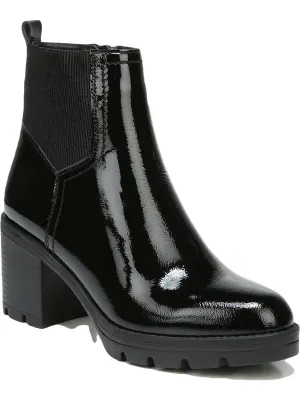 Verney 2 Womens Patent Leather Block Heel Ankle Boots