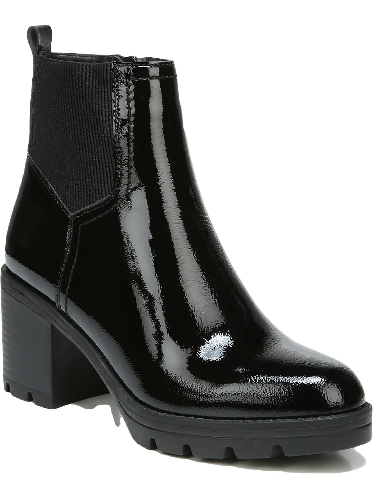 Verney 2 Womens Patent Leather Block Heel Ankle Boots