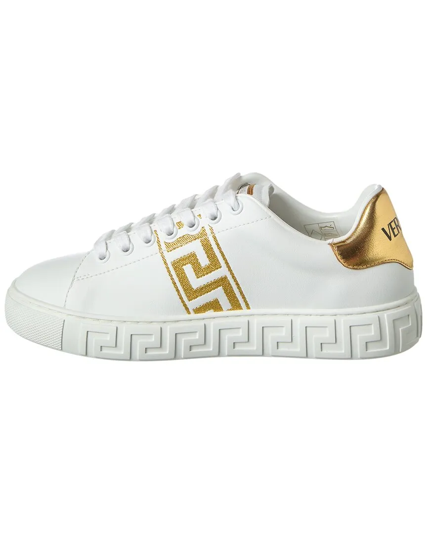 Versace Embroidered Greca Leather Sneaker