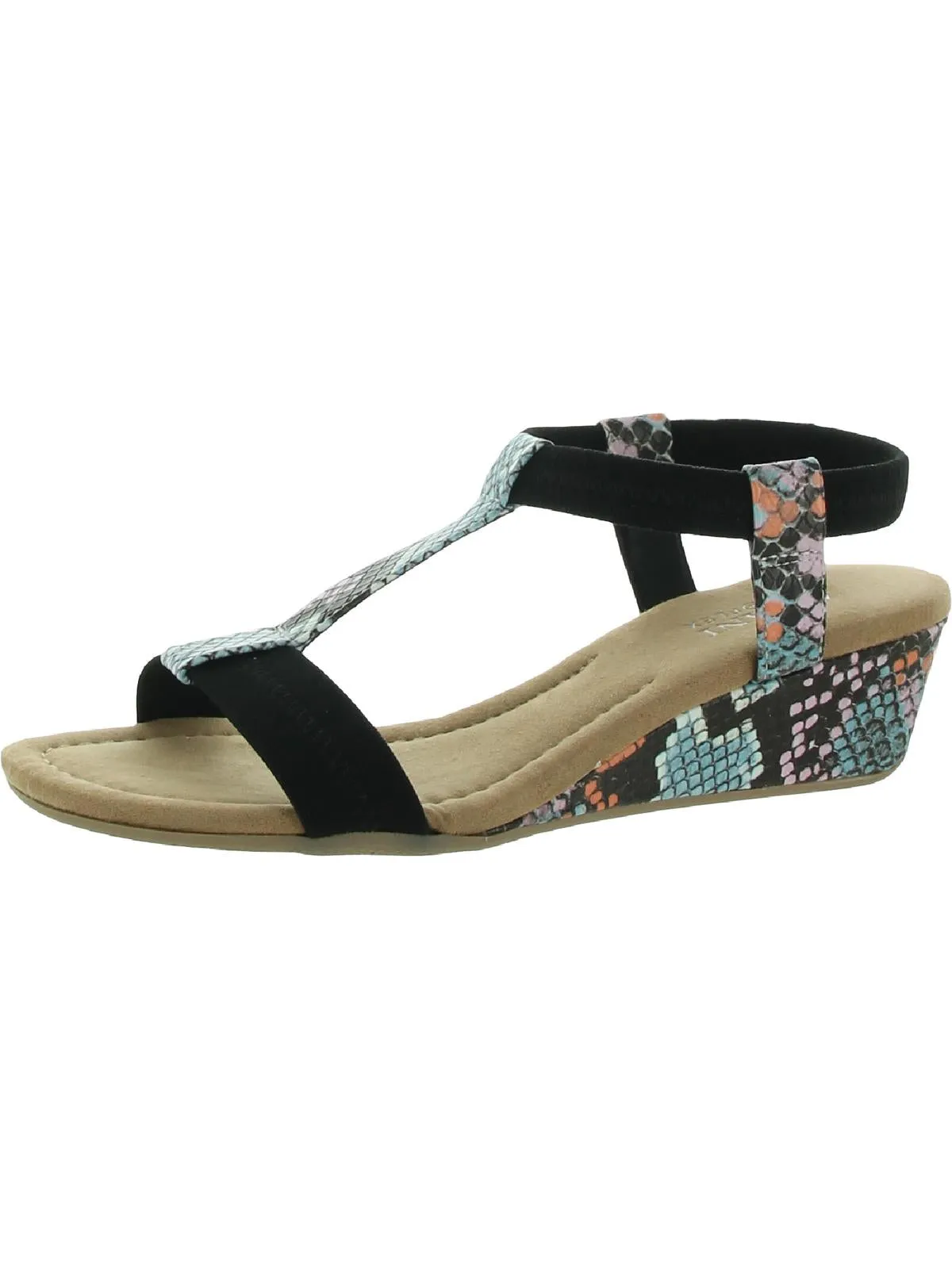 Voyage1 Womens Snake Elastic Wedge Sandals