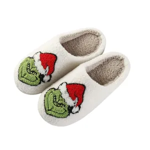 Women Jazzercize Grinch Fuzzy Slippers