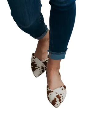 Women's Ballerina Shoes In Brown/off White Cow