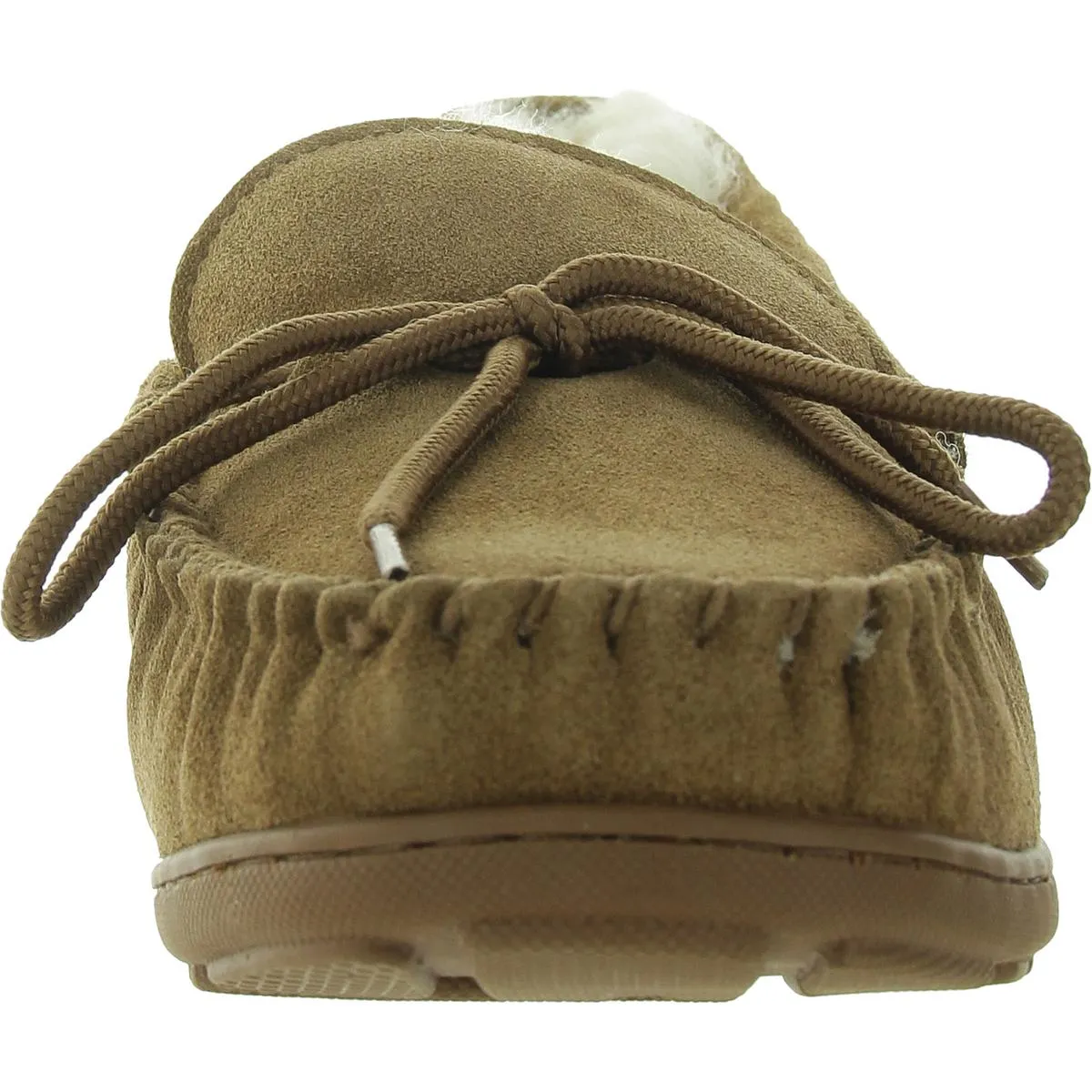 Womens Bow Leather Loafer Slippers
