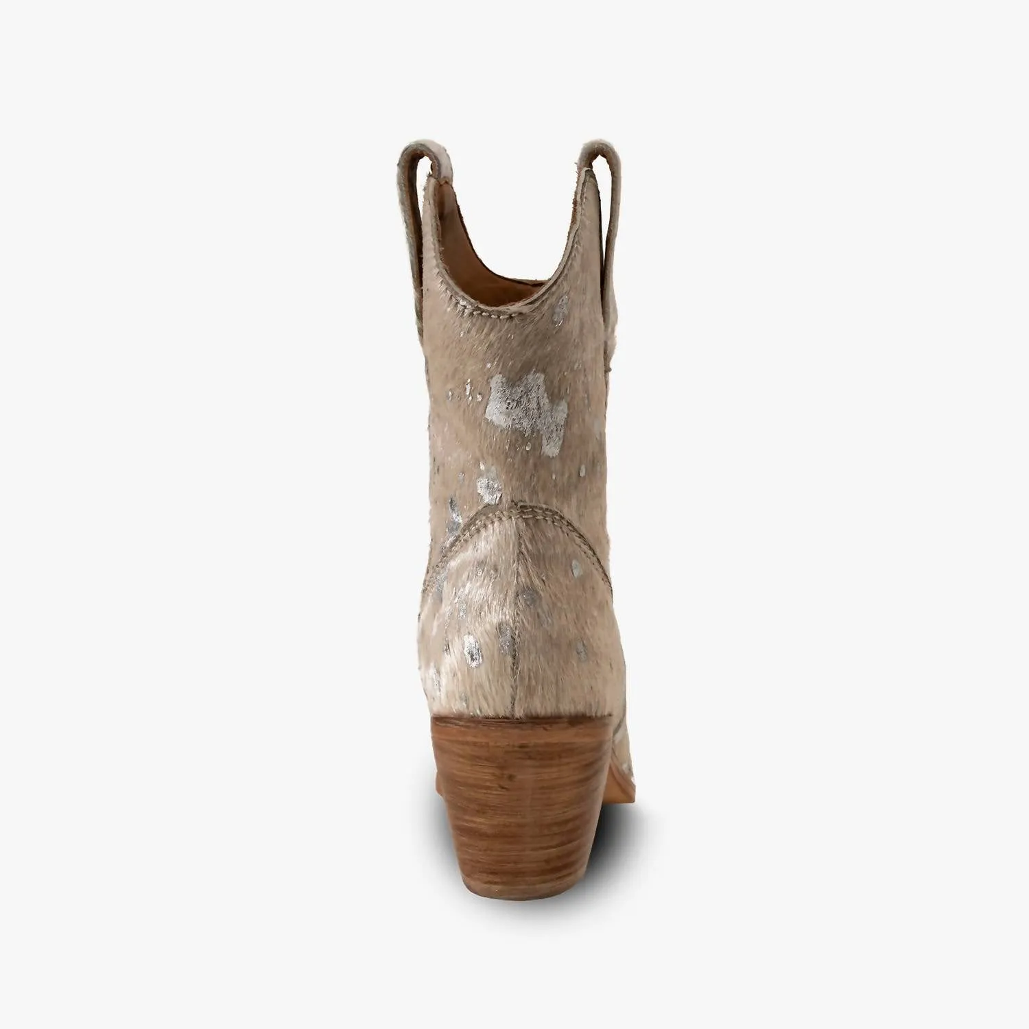 Women's Leather Western Calf Boots In Beige