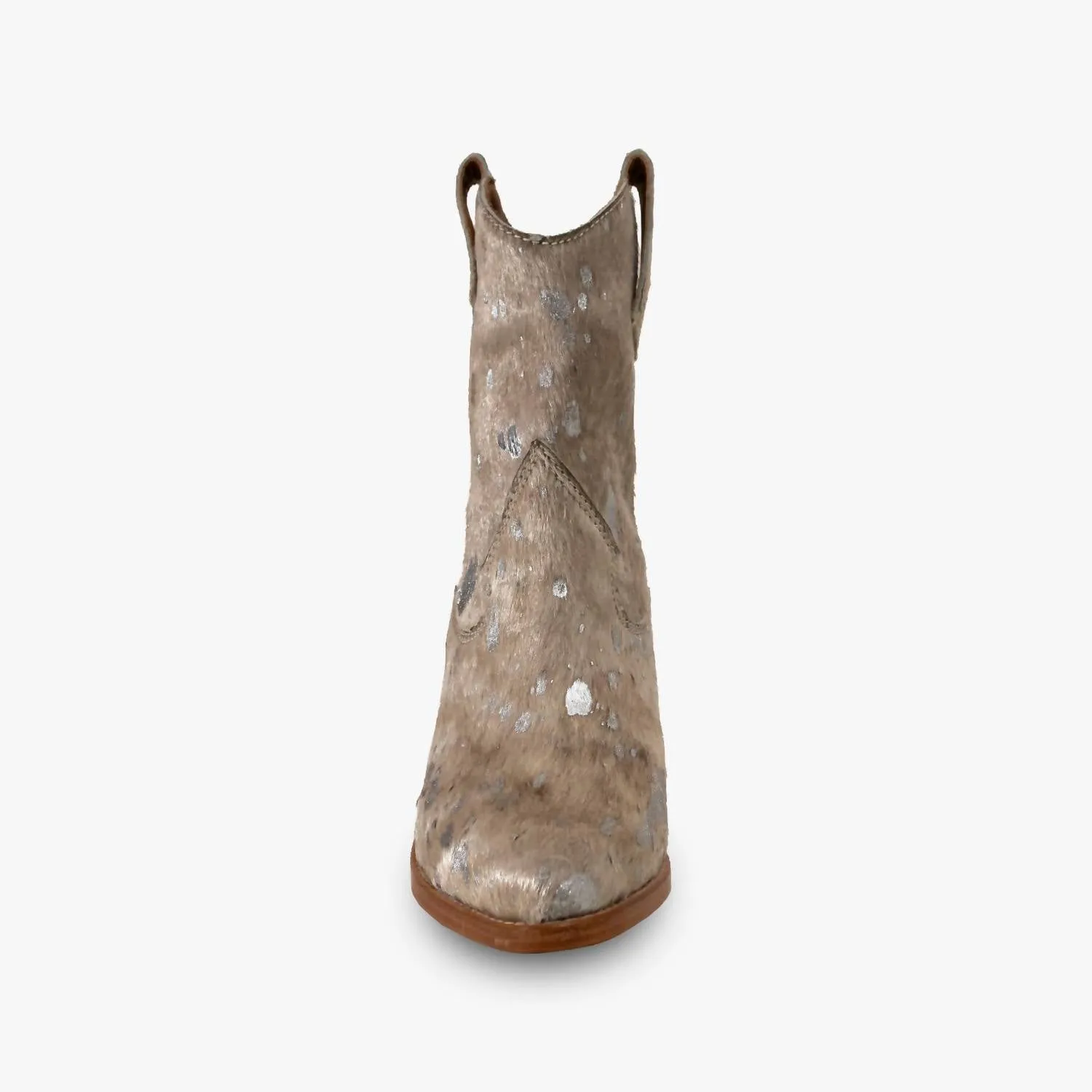 Women's Leather Western Calf Boots In Beige