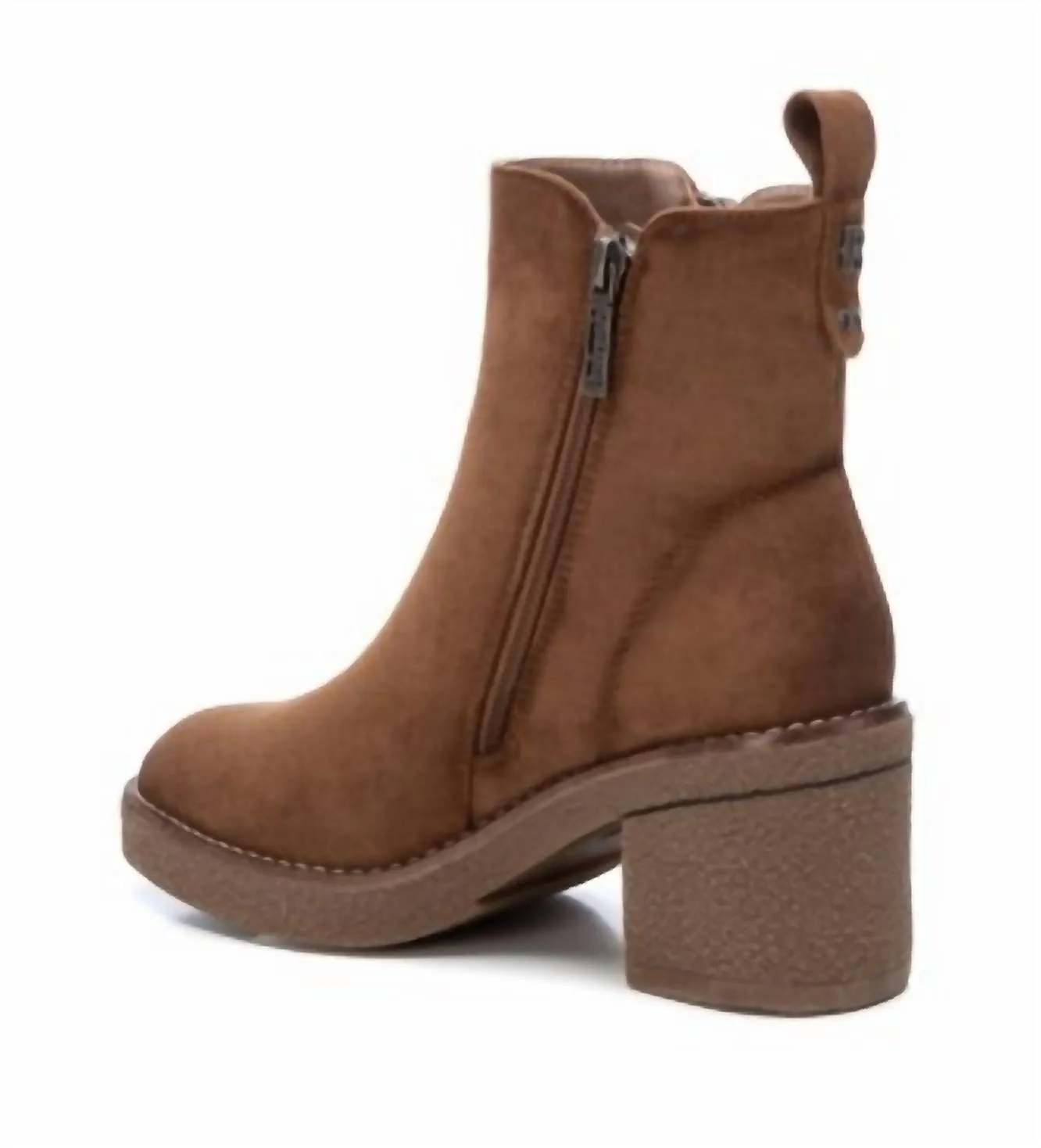 Women's Suede Booties In Camel