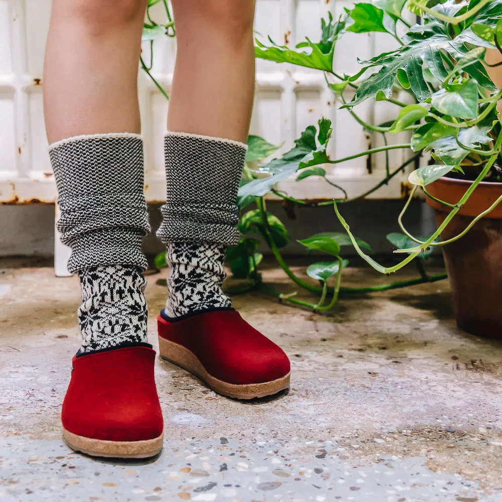 Wool Felt Clogs - Kris - Fir Green (Adults 36-46) *Pre-order