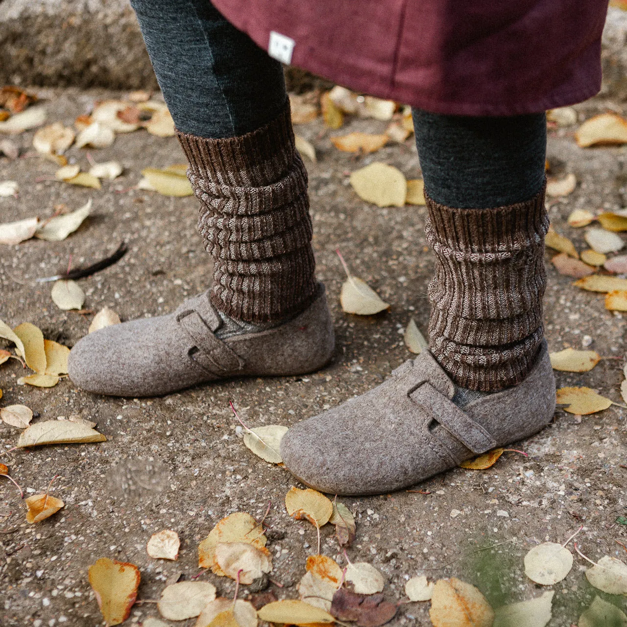 Wool Felt House Shoes - Everest Focus - Taupe (Adults 36-42) *Pre-order