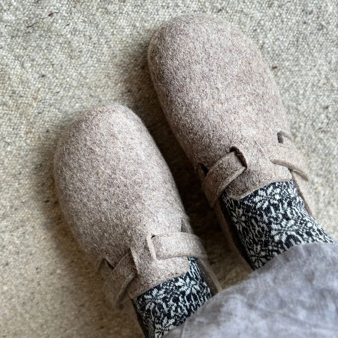 Wool Felt House Shoes - Everest Focus - Taupe (Adults 36-42) *Pre-order