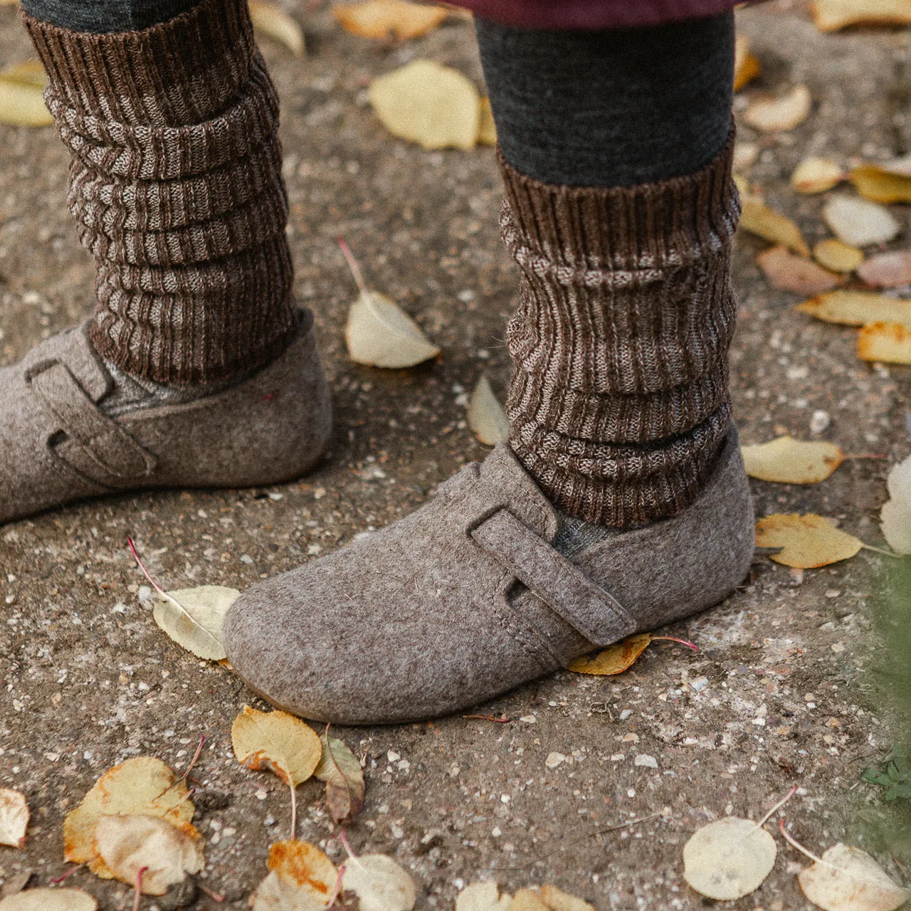 Wool Felt House Shoes - Everest Focus - Taupe (Adults 36-42) *Pre-order