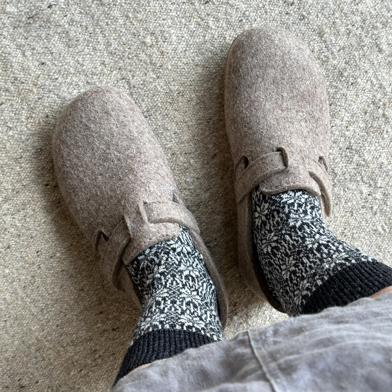 Wool Felt House Shoes - Everest Focus - Taupe (Adults 36-42) *Pre-order