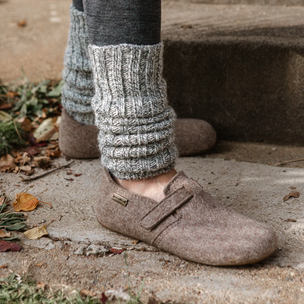 Wool Felt House Shoes - Everest Focus - Taupe (Adults 36-42) *Pre-order