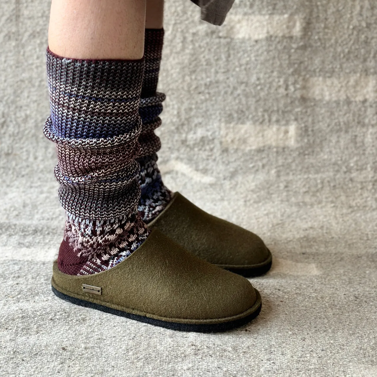 Wool Felt Slippers - Flair Soft - Olive AW24 (Adults 36-41)